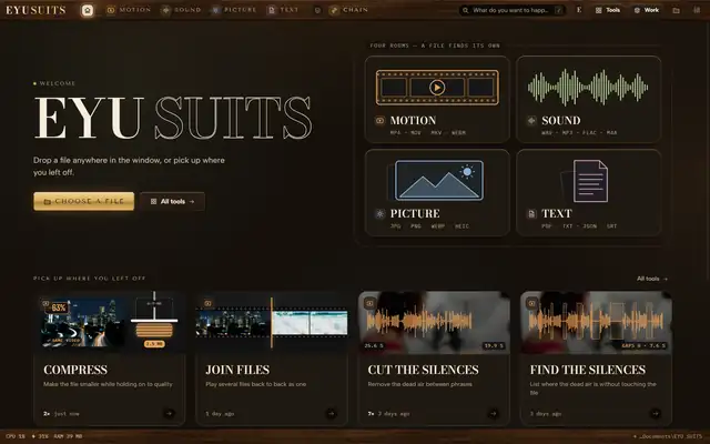 EYU SUITS wearing the Walnut Hi-Fi theme